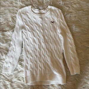 Hollister Cream Crew Neck Cable Knit Sweater